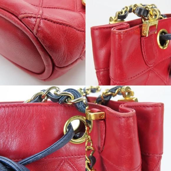 Chanel Shoulder Bag Bicolor Chain Lambskin Red 0 Series Women's CHANEL - Picture 3 of 10